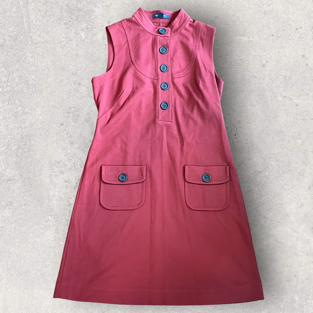 EUC - Banana Republic Sleeveless Jumper Dress Tank Button Front Maroon Size 2